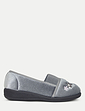 Wide E Fit Elastic Gusset Slipper - Grey