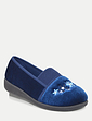 Wide E Fit Elastic Gusset Slipper - Navy