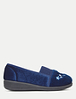 Wide E Fit Elastic Gusset Slipper - Navy