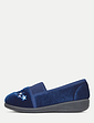 Wide E Fit Elastic Gusset Slipper - Navy