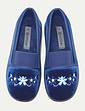 Wide E Fit Elastic Gusset Slipper - Navy