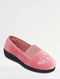 Wide E Fit Elastic Gusset Slipper - Pink