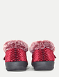 Trouch Fasten EE Fit Faux Fur Trim Bootee Slipper - Burgundy