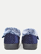 Trouch Fasten EE Fit Faux Fur Trim Bootee Slipper - Navy