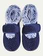 Trouch Fasten EE Fit Faux Fur Trim Bootee Slipper - Navy