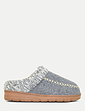 Dr Keller Faux Fur Lined Knit Trim Mule Slipper - Grey