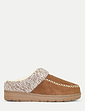 Dr Keller Faux Fur Lined Knit Trim Mule Slipper - Tan