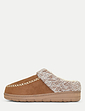 Dr Keller Faux Fur Lined Knit Trim Mule Slipper - Tan