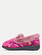 Wide E Fit Embroidered Velour Slipper - Heather