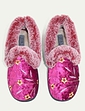 Wide E Fit Embroidered Velour Slipper - Heather