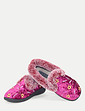 Wide E Fit Embroidered Velour Slipper - Heather