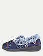 Wide E Fit Embroidered Velour Slipper - Navy