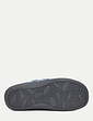 Wide E Fit Embroidered Velour Slipper - Navy