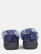 Wide E Fit Embroidered Velour Slipper - Navy