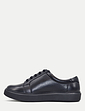 EEE Fit Leather Trainer With Side Zip - Black