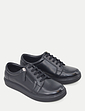 EEE Fit Leather Trainer With Side Zip - Black