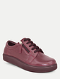 EEE Fit Leather Trainer With Side Zip - Burgundy