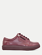 EEE Fit Leather Trainer With Side Zip - Burgundy