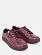 EEE Fit Leather Trainer With Side Zip - Burgundy