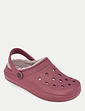 Wide Fit Fleece Lined Clog - Burgundy