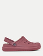 Wide Fit Fleece Lined Clog - Burgundy