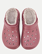 Wide Fit Fleece Lined Clog - Burgundy