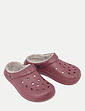 Wide Fit Fleece Lined Clog - Burgundy