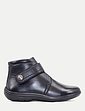 Wide EE Fit Leather Touch Fasten Boot - Black