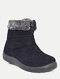 Wide Fit Touch Fasten Mock Suede Boot - Black