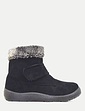 Wide Fit Touch Fasten Mock Suede Boot - Black