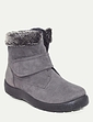 Wide Fit Touch Fasten Mock Suede Boot - Grey