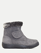 Wide Fit Touch Fasten Mock Suede Boot - Grey