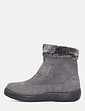 Wide Fit Touch Fasten Mock Suede Boot - Grey