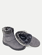 Wide Fit Touch Fasten Mock Suede Boot - Grey