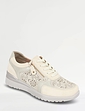 Dr Keller Punchwork Lace Up Trainer With Side Zip - Beige