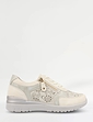 Dr Keller Punchwork Lace Up Trainer With Side Zip - Beige