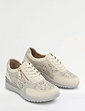 Dr Keller Punchwork Lace Up Trainer With Side Zip - Beige