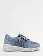 Dr Keller Punchwork Lace Up Trainer With Side Zip - Navy