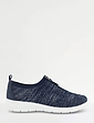 Wide EE Fit Zip Front Marl Knit Fabric Trainer - Navy