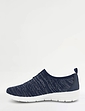 Wide EE Fit Zip Front Marl Knit Fabric Trainer - Navy