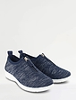 Wide EE Fit Zip Front Marl Knit Fabric Trainer - Navy