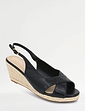 Wide EE Fit Leather Look Cross Over Espadrille Sandal - Black