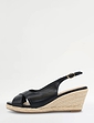 Wide EE Fit Leather Look Cross Over Espadrille Sandal - Black