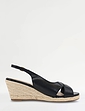 Wide EE Fit Leather Look Cross Over Espadrille Sandal - Black