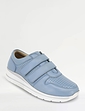 Wide EE Fit Touch Fasten Leather Punchout Trainer - Pale Blue