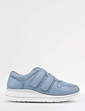 Wide EE Fit Touch Fasten Leather Punchout Trainer - Pale Blue