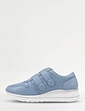 Wide EE Fit Touch Fasten Leather Punchout Trainer - Pale Blue