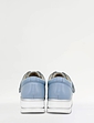 Wide EE Fit Touch Fasten Leather Punchout Trainer - Pale Blue