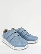 Wide EE Fit Touch Fasten Leather Punchout Trainer - Pale Blue