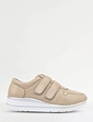 Wide EE Fit Touch Fasten Leather Punchout Trainer - Stone